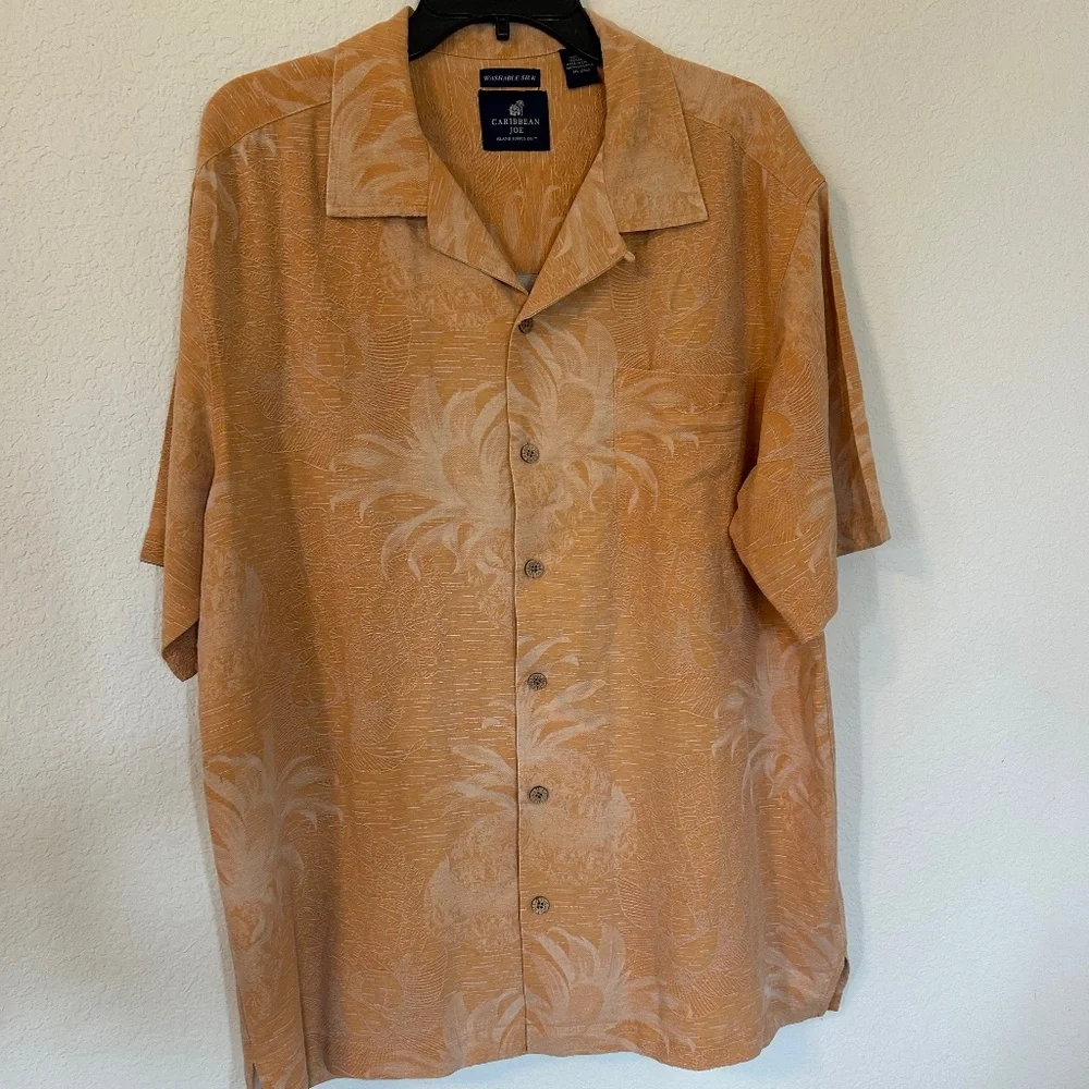 Men's Caribbean Joe XL Button Down Shirt 100% Silk - Picture 1 of 6